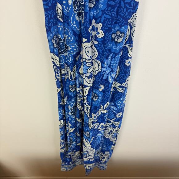 FARM Rio Womens Full of Flowers Linen Blend Half Sleeve Blue/White Jumpsuit XS - Picture 9 of 14